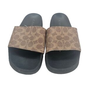 Coach Udele Sport Slide Sandals Women's 10 Signature Canvas